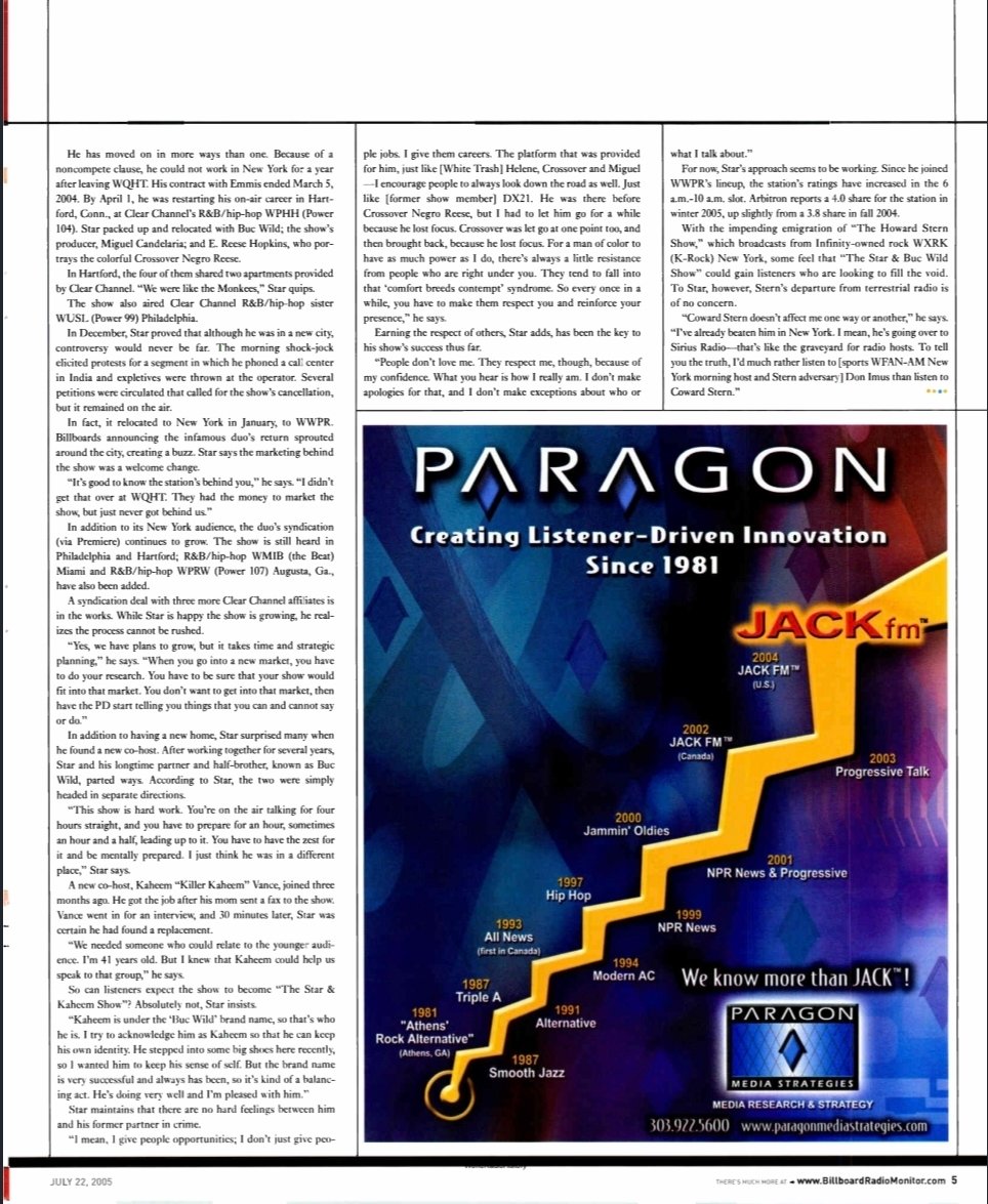 Billboard Radio Monitor July 22 2005 — Hartford relocation and Power 104